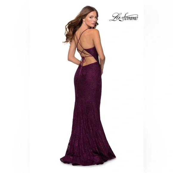 La Femme Navy Prom Dress - Picture 2 of 11